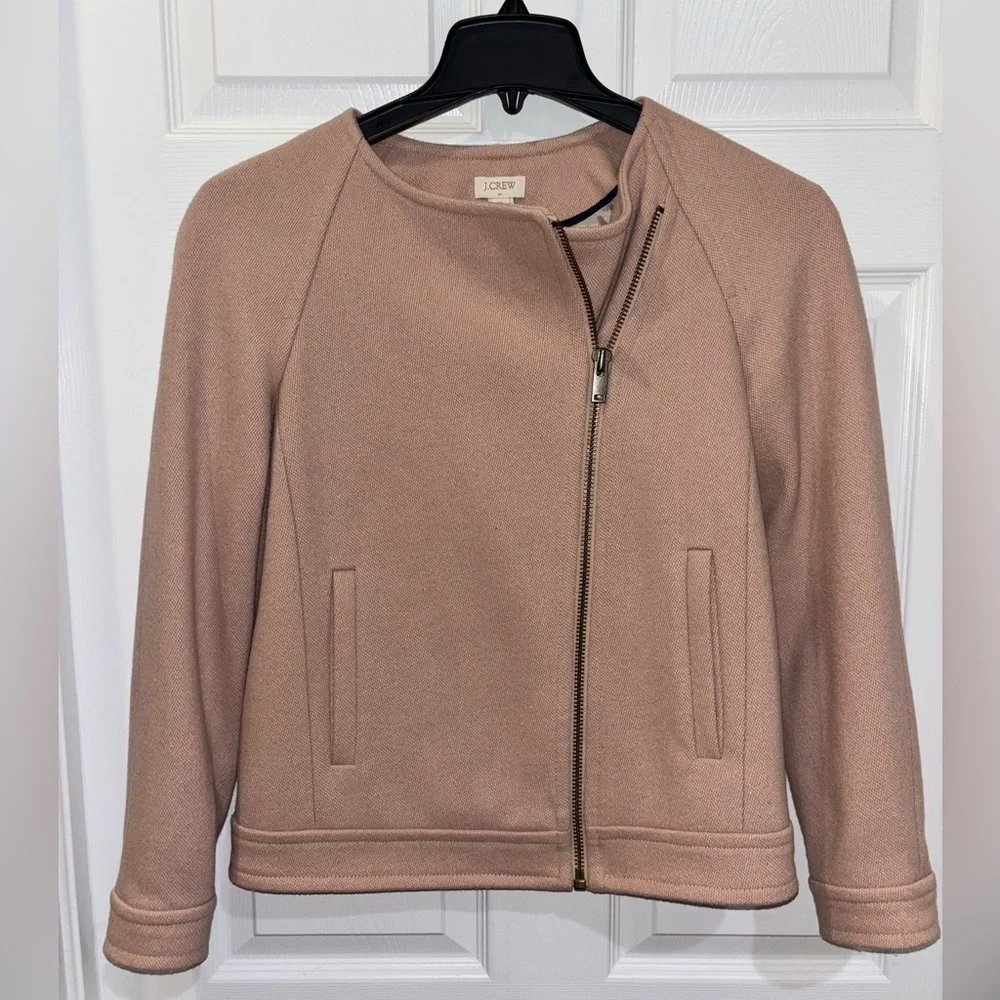 J.Crew Double-cloth motorcycle jacket BEIGE STONE SZ 2​ - Picture 2 of 8